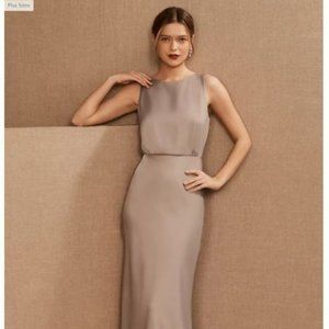 BHLDN Beckett Satin Charmeuse Maxi Dress, Dove Grey